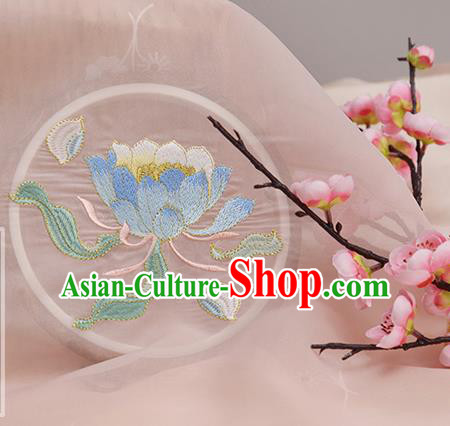 Chinese Traditional Embroidered Epiphyllum Light Pink Cloth Applique Accessories Embroidery Patch