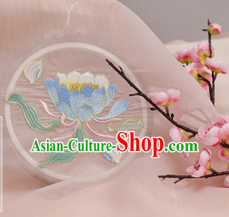 Chinese Traditional Embroidered Epiphyllum Light Pink Cloth Applique Accessories Embroidery Patch