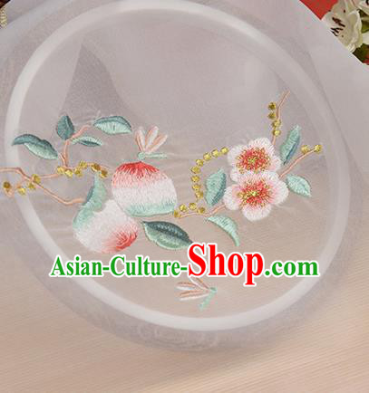 Chinese Traditional Embroidered Peach Flower White Chiffon Applique Accessories Embroidery Patch