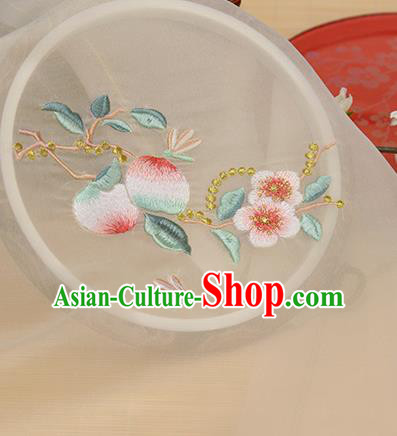 Chinese Traditional Embroidered Peach Flower Beige Chiffon Applique Accessories Embroidery Patch