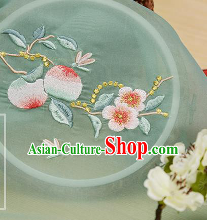 Chinese Traditional Embroidered Peach Flower Green Chiffon Applique Accessories Embroidery Patch