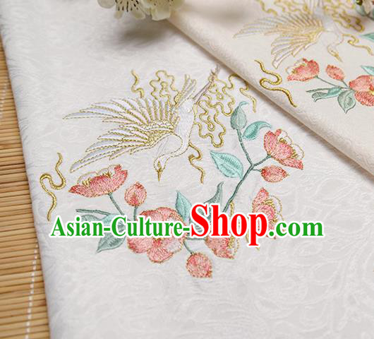 Chinese Traditional Embroidered Begonia Egret White Silk Applique Accessories Embroidery Patch