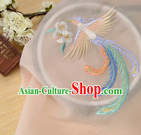 Chinese Traditional Embroidered Phoenix Orange Chiffon Applique Accessories Embroidery Patch