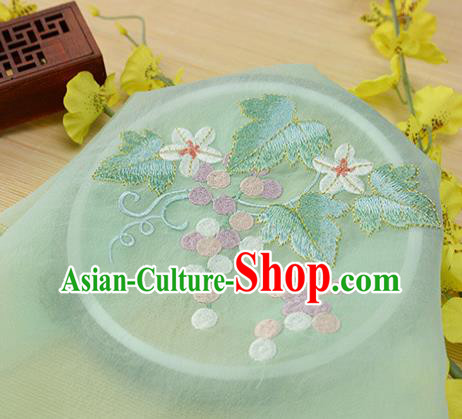 Chinese Traditional Embroidered Grape Leaf Light Green Chiffon Applique Accessories Embroidery Patch