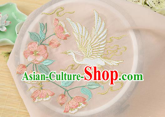 Chinese Traditional Embroidered Egret Begonia Orange Chiffon Applique Accessories Embroidery Patch