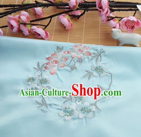 Chinese Traditional Embroidered Plum Lotus Blue Silk Applique Accessories Embroidery Patch