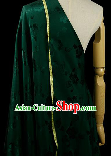 Chinese Classical Pattern Design Deep Green Silk Fabric Asian Traditional Hanfu Mulberry Silk Material