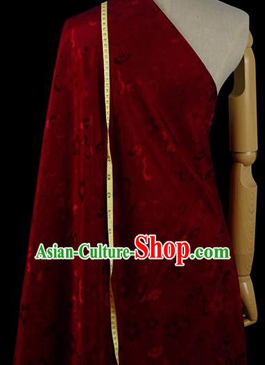 Chinese Classical Twine Pattern Design Deep Red Silk Fabric Asian Traditional Hanfu Mulberry Silk Material