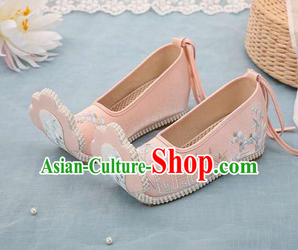 Chinese Pink Hanfu Shoes Women Shoes Opera Shoes Embroidered Shoes Princess Shoes