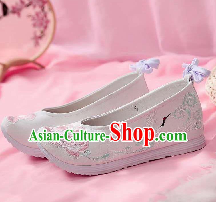 Chinese Embroidered Peony White Shoes Hanfu Shoes Women Shoes Opera Shoes Princess Shoes