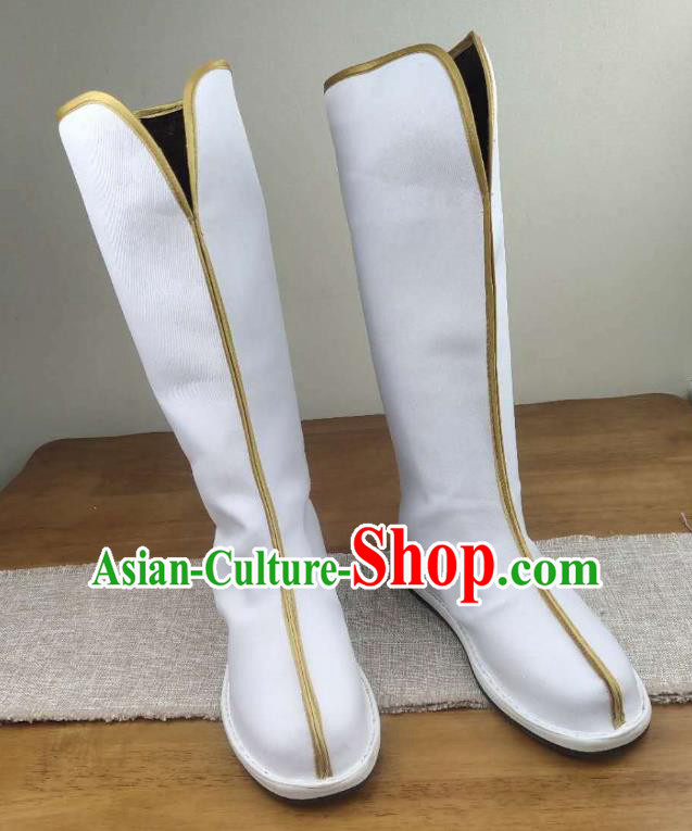 Traditional Chinese The Untamed Swordsman White Boots Kung Fu Boots Opera Shoes Hanfu Shoes for Men