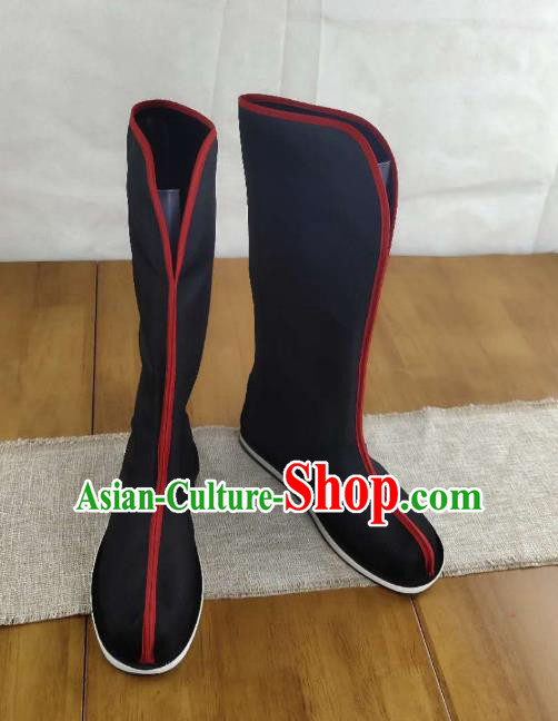 The Untamed Traditional Chinese Cosplay Swordsman Black Boots Kung Fu Boots Opera Shoes Hanfu Shoes for Men