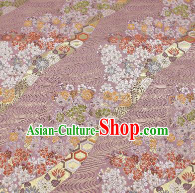 Chinese Classical Sakura Pattern Design Pink Brocade Fabric Asian Traditional Hanfu Satin Material