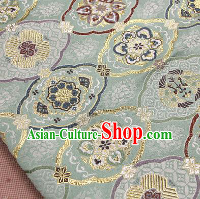 Asian Japanese Traditional Pattern Design Light Green Brocade Fabric Tapestry Satin
