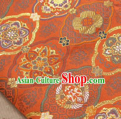 Asian Japanese Traditional Pattern Design Red Brocade Fabric Tapestry Satin