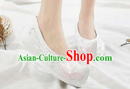 Chinese Hanfu White Shoes Women Shoes Opera Shoes Embroidered Shoes Princess Shoes