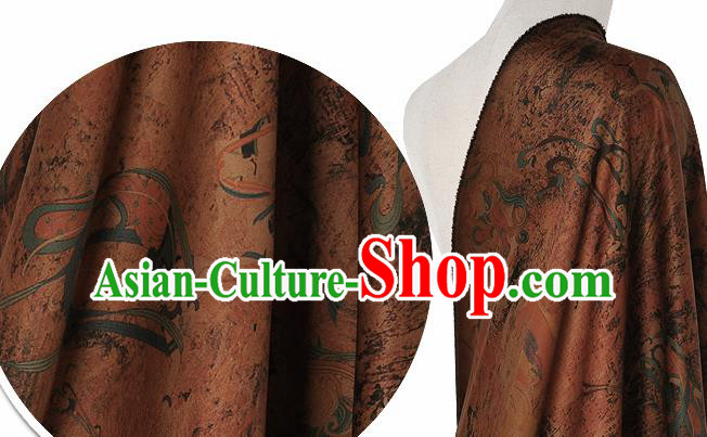 Chinese Classical Flying Apsaras Pattern Design Brown Silk Fabric Asian Traditional Hanfu Mulberry Silk Material