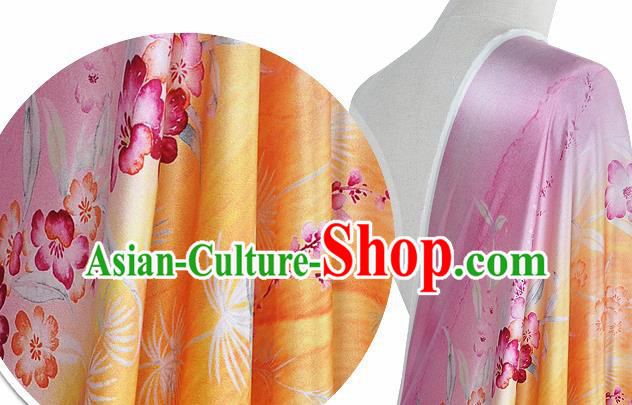 Chinese Classical Primrose Pattern Design Pink Silk Fabric Asian Traditional Hanfu Mulberry Silk Material