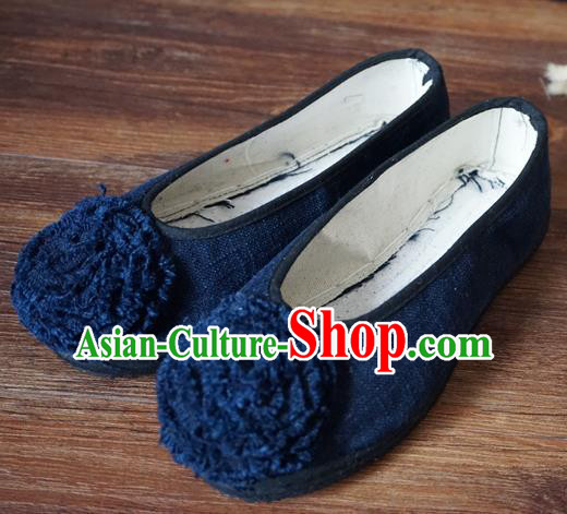 Traditional Chinese Navy Cloth Shoes National Wedding Shoes Hanfu Shoes for Women