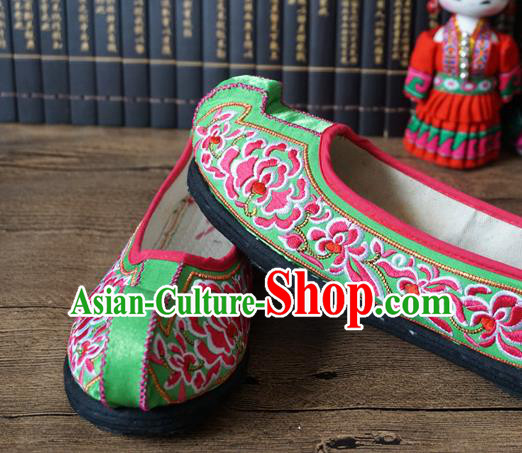 Traditional Chinese Wedding Grass Green Embroidered Shoes Princess Shoes National Shoes Hanfu Shoes for Women