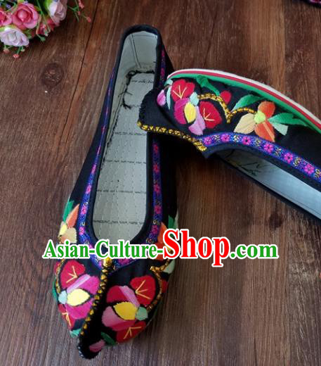 Traditional Chinese Embroidered Black Shoes National Ethnic Shoes Hanfu Shoes for Women