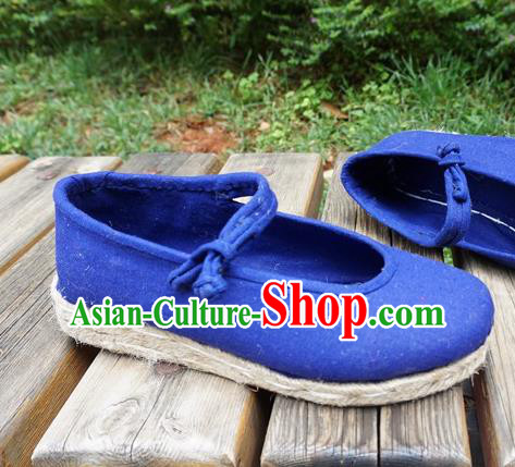 Traditional Chinese National Blue Cloth Shoes Ethnic Shoes Hanfu Shoes for Women