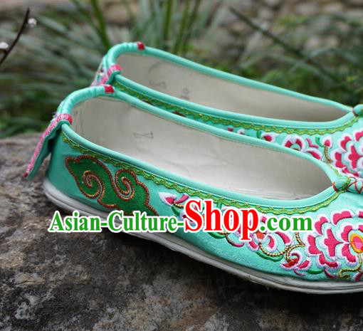 Traditional Chinese Wedding Embroidered Green Shoes National Ethnic Shoes Hanfu Shoes for Women