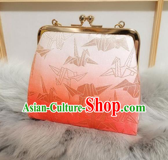 Japanese Traditional Vintage Red Brocade Bag Handmade Handbag for Women