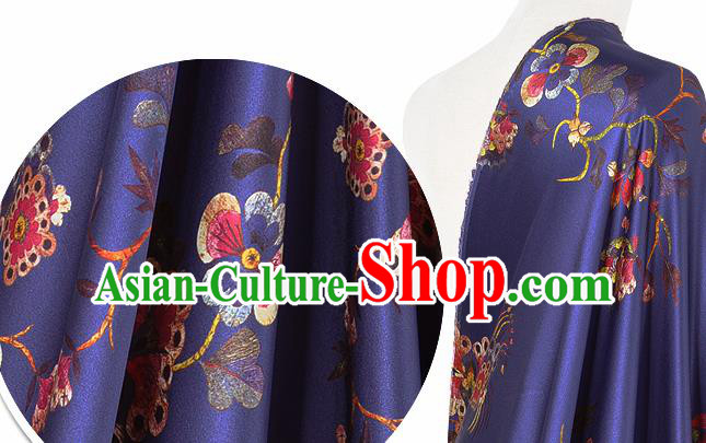 Chinese Classical Plum Blossom Pattern Design Purple Silk Fabric Asian Traditional Hanfu Mulberry Silk Material