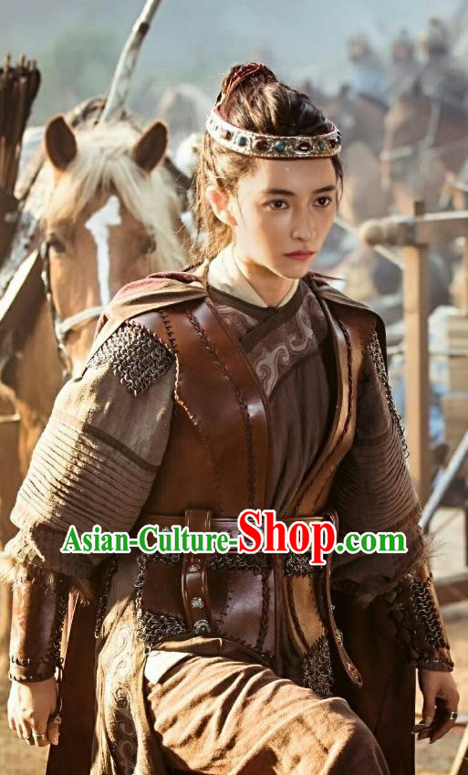 Drama Ming Dynasty Chinese Ancient Ethnic Female General Qi Gemu Replica Costumes and Headpiece Complete Set