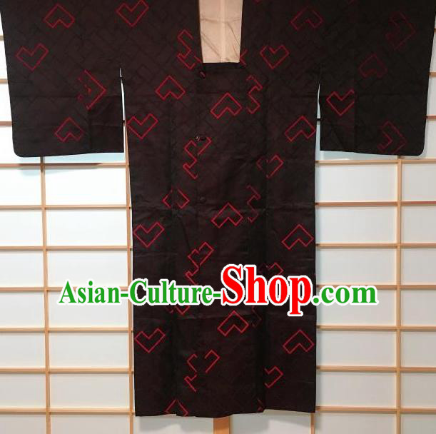 Japanese Traditional Black Silk Haori Jacket Japan Kimono Overwear Costume for Men