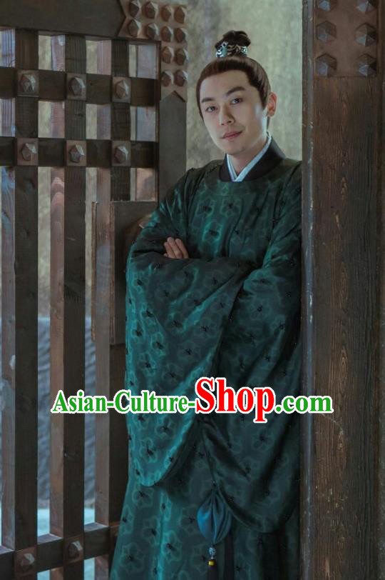 Ancient Chinese Drama Ming Dynasty Crown Prince Zhu Zhanji Replica Costumes and Headpiece Complete Set