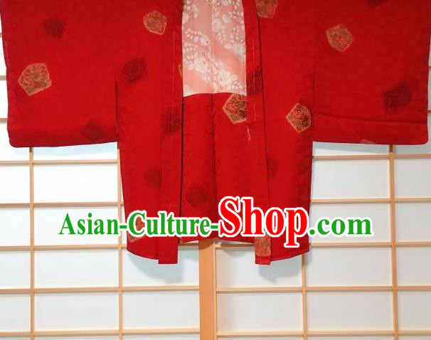 Japanese Traditional Embroidered Peony Pattern Red Haori Jacket Japan Kimono Overcoat Costume for Men