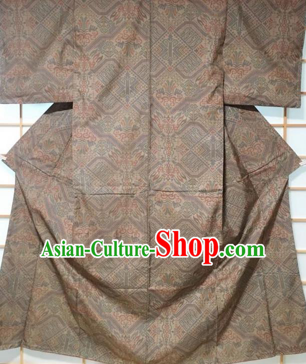 Traditional Japanese Grey Edo Komon Kimono Japan Yukata Costume for Men