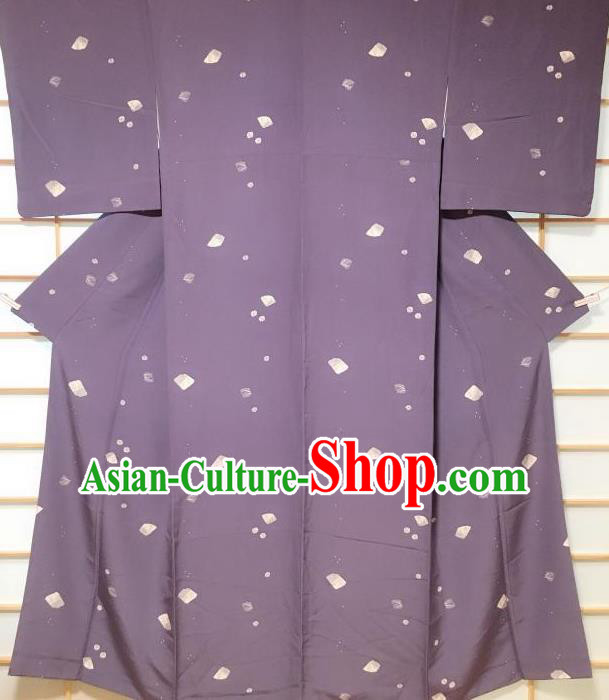 Japanese Classical Pattern Purple Kimono Japan Traditional Yukata Dress Costume for Women