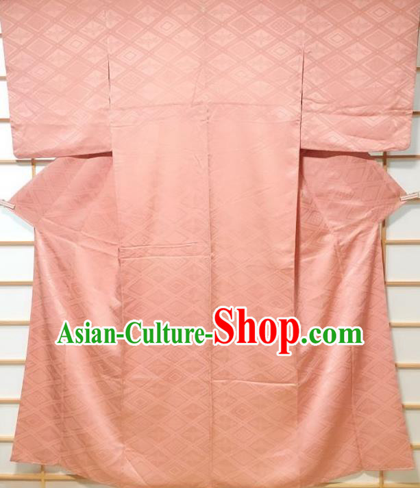 Japanese Classical Pattern Pink Iromuji Kimono Japan Traditional Yukata Dress Costume for Women