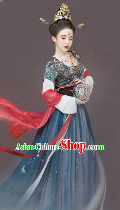 Traditional Chinese Dunhuang Flying Apsaras Hanfu Dress Ancient Tang Dynasty Court Maid Replica Costumes for Women