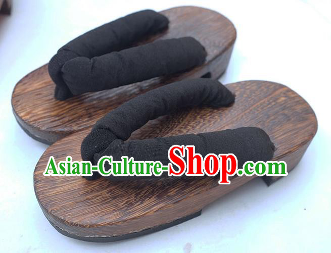 Traditional Japanese Black Slippers Geta Asian Japan Clogs Zori Shoes for Women