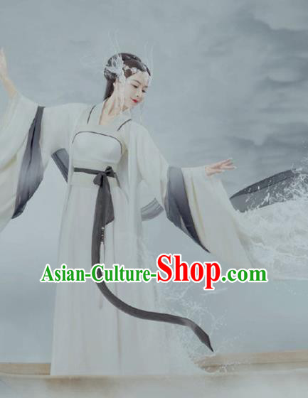 Chinese Ancient Fairy Princess White Hanfu Dress Traditional Tang Dynasty Infanta Replica Costumes for Women