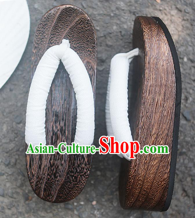 Traditional Japanese Classical White Slippers Geta Asian Japan Clogs Zori Shoes for Women