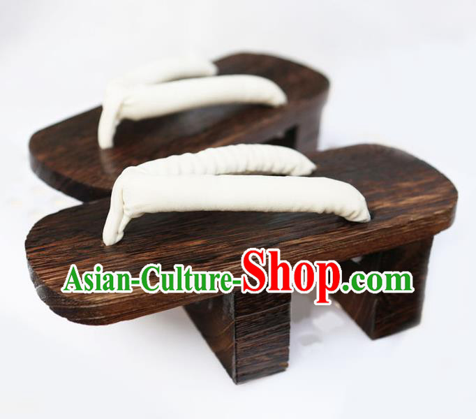 Traditional Japanese Geisha High Heel White Bidentate Clogs Slippers Asian Japan Geta Shoes for Women