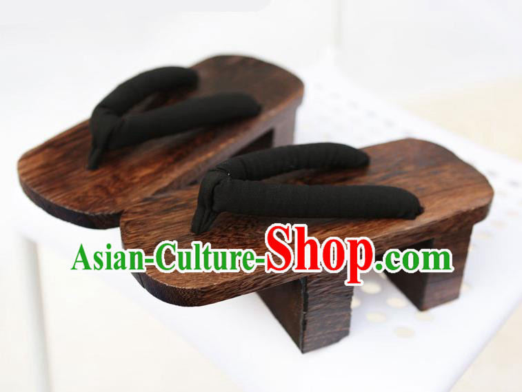 Traditional Japanese Geisha High Heel Black Bidentate Clogs Slippers Asian Japan Geta Shoes for Women