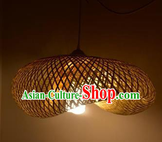 Chinese Traditional Black Bamboo Weaving Heliciform Palace Lanterns Handmade Hanging Lantern Lamp