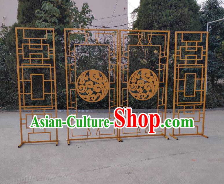 Handmade Chinese Golden Iron Art Folding Screens Traditional Wedding Decoration