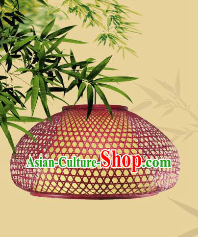 Chinese Traditional Red Bamboo Weaving Hanging Lanterns Handmade Lantern Lamp