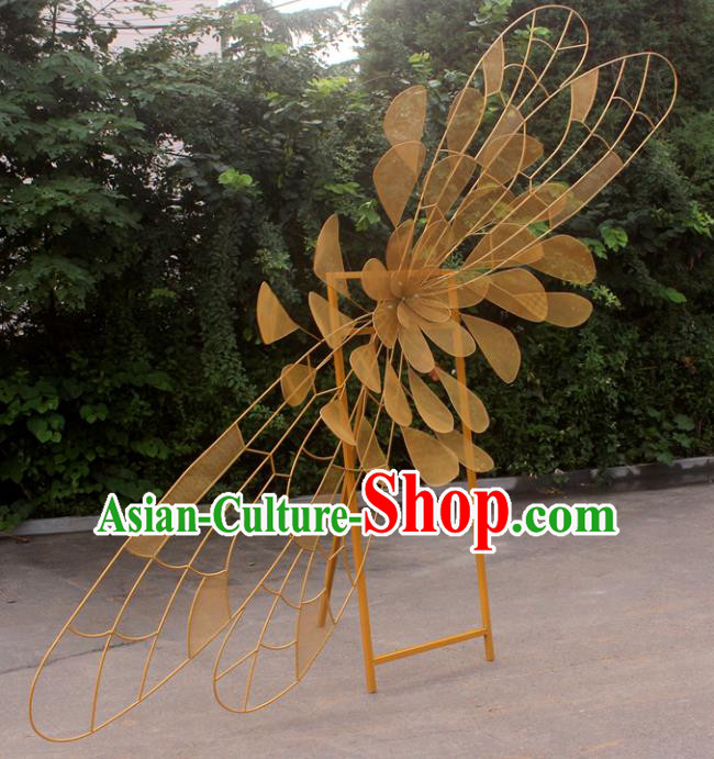 Handmade Chinese Golden Iron Art Flower Folding Screens Traditional Wedding Decoration