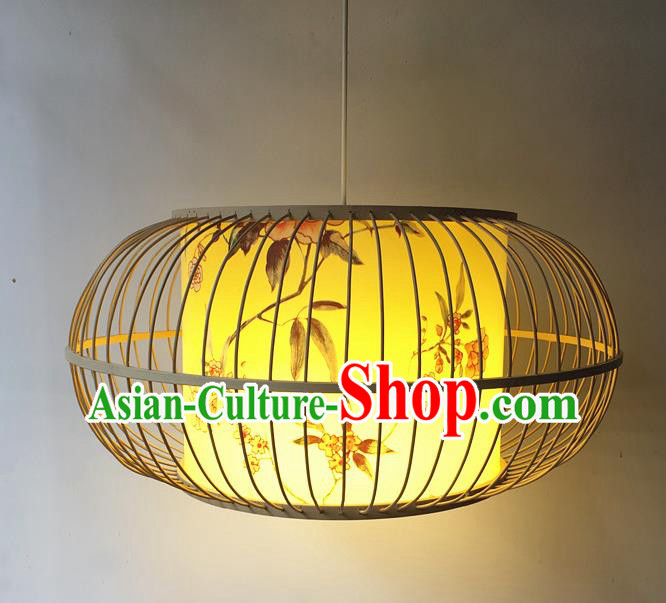 Traditional Chinese Bamboo Art Printing Flowers Hanging Lanterns Handmade Lantern Scaldfish Lamp