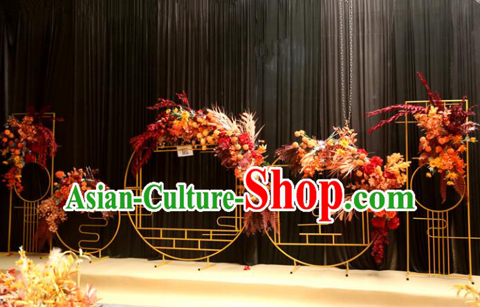 Handmade Chinese Iron Art Flowers Folding Screens Traditional Wedding Decoration