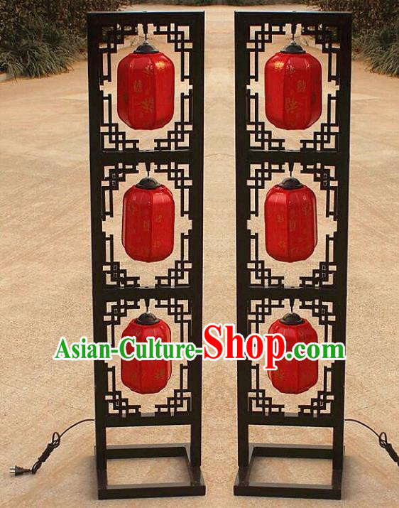 Chinese Traditional Printing Red Lamp Wedding Floor Lanterns Handmade Palace Lantern