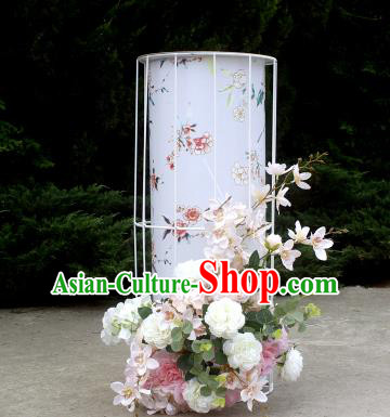 Chinese Traditional Printing White Lamp Wedding Flowers Floor Lanterns Handmade Palace Lantern